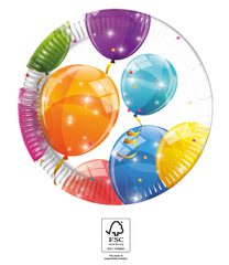 Kokliko Sparkling Balloons - Paper Plates 20 cm. FSC. - 93483