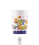 Decorata Multicolor Happy Birthday - Paper Cups 200 ml FSC. - 93502