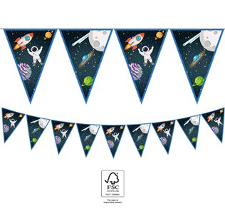 Decorata Rocket Space - Paper Triangle Flag Banner (9 flags) FSC. - 93739