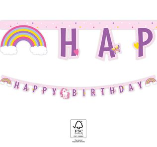 Decorata Unicorn Rainbow Colors - "Happy Birthday" Die-Cut Banner 2 m. FSC - 93764