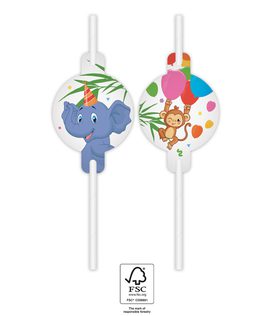 Decorata Jungle Balloons - Paper Drinking Straws 22 cm. FSC. - 93789