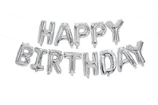 Letter Foil Balloons - "Happy Birthday" Silver Foil Balloons - 93791