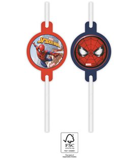 Spider-Man Crime Fighter - Paper Drinking Straws 22 cm. FSC. - 93953