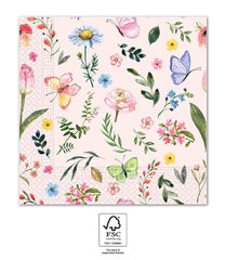 Napkin Designs - FSC 3-Ply Paper Napkins 33x33cm - Pink Butterfly - 94875
