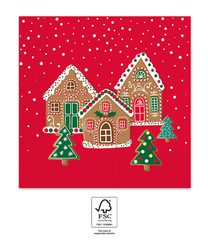 Decorata Seasonal Napkin Designs - FSC 3-Ply Paper Napkins 33x33cm Sweet Gingerhouses - 95378