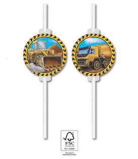 Decorata Construction - Paper Drinking Straws 22 cm. FSC - 95475