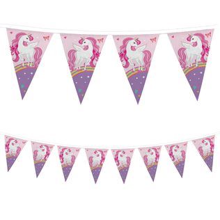Decorata Unicorn Rainbow Colors - Reusable Textile Triangle Party Flag Banner - 95570