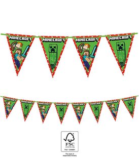 Minecraft Party - FSC Paper Triangle Flag Banner (9 flags) - 95661