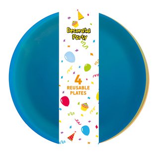 Decorata Reusable Products - Reusable Semi-transparent Party Plates 20,5 cm (4 colors) - 94594