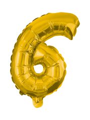 Numeral Foil Balloons - 85 cm Gold Foil Balloon No. 6 - 91190
