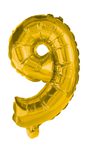 Numeral Foil Balloons - 85 cm Gold Foil Balloon No. 9 - 91193
