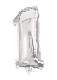 Numeral Foil Balloons - 85 cm Silver Foil Balloon No. 1 - 91195
