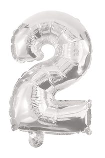 Numeral Foil Balloons - 85 cm Silver Foil Balloon No. 2 - 91196