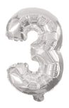 Numeral Foil Balloons - 85 cm Silver Foil Balloon No. 3 - 91197