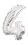 Numeral Foil Balloons - 85 cm Silver Foil Balloon No. 4 - 91198
