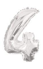 Numeral Foil Balloons - 85 cm Silver Foil Balloon No. 4 - 91198