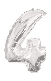 Numeral Foil Balloons - 85 cm Silver Foil Balloon No. 4 - 91198