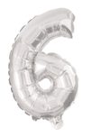 Numeral Foil Balloons - 85 cm Silver Foil Balloon No. 6 - 91200