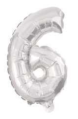 Numeral Foil Balloons - 85 cm Silver Foil Balloon No. 6 - 91200