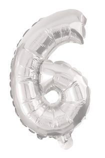 Numeral Foil Balloons - 85 cm Silver Foil Balloon No. 6 - 91200