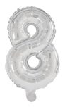 Numeral Foil Balloons - 85 cm Silver Foil Balloon No. 8 - 91202