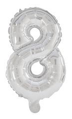 Numeral Foil Balloons - 85 cm Silver Foil Balloon No. 8 - 91202