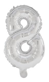 Numeral Foil Balloons - 85 cm Silver Foil Balloon No. 8 - 91202