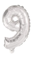 Numeral Foil Balloons - 85 cm Silver Foil Balloon No. 9 - 91203