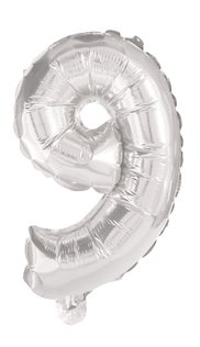 Numeral Foil Balloons - 85 cm Silver Foil Balloon No. 9 - 91203