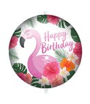 Decorated Foil Balloons - "Flamingo Happy Birthday" Round Foil Balloon 46 cm - 92413