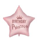 Decorated Foil Balloons - "Birthday Princess Pink" Star Foil Balloon 46 cm - 92419