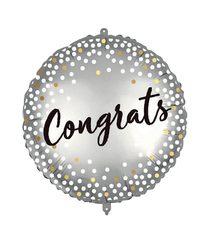 Decorated Foil Balloons - "Gongrats Metallic Spots" Round Foil Balloon 46 cm - 92421