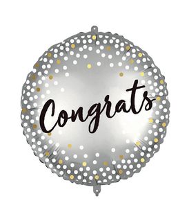Decorated Foil Balloons - "Gongrats Metallic Spots" Round Foil Balloon 46 cm - 92421