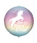 Decorated Foil Balloons - "Magical Birthday Unicorn" Round Foil Balloon 46 cm - 92439