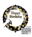 Decorated Foil Balloons - "Personalized Happy Birthday" Round Foil Balloon 46 cm - 92441