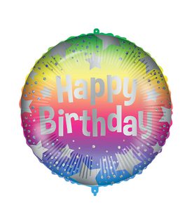 Decorated Foil Balloons - "Rain Happy Birthday" Round Foil Balloon 46cm - 93186