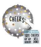 Decorated Foil Balloons - "Personalised Gold White Dots" Round Foil Balloon 46cm - 93189