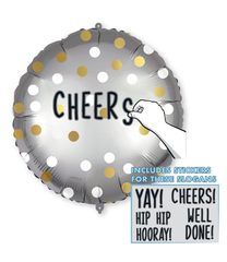 Decorated Foil Balloons - "Personalised Gold White Dots" Round Foil Balloon 46cm - 93189