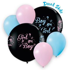 Latex Balloons - "Gender Reveal" Balloons 80cm. X1 and 30cm Balloons X4 (2 pink & 2 blue) - 93401
