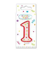 Decorata Numeral Candles - "Dots" Numeral Candle No. 1 in FSC Paper Box - 95318