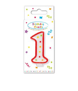 Decorata Numeral Candles - "Dots" Numeral Candle No. 1 in FSC Paper Box - 95318