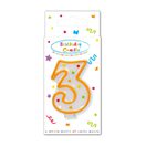 Decorata Numeral Candles - "Dots" Numeral Candle No. 3 in FSC Paper Box - 95320