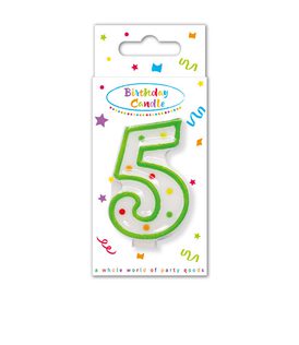 Decorata Numeral Candles - "Dots" Numeral Candle No. 5 in FSC Paper Box - 95322
