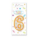 Decorata Numeral Candles - "Dots" Numeral Candle No. 6 in FSC Paper Box - 95323