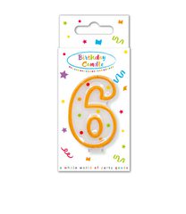 Decorata Numeral Candles - "Dots" Numeral Candle No. 6 in FSC Paper Box - 95323