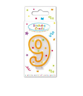 Decorata Numeral Candles - "Dots" Numeral Candle No. 9 in FSC Paper Box - 95326