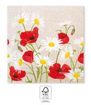 Decorata Seasonal Napkin Designs - FSC Three-Ply Paper Napkins 33x33cm Daisies & Poppies - 95813