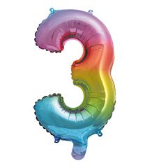 Numeral Foil Balloons - Rainbow Foil Balloon 95cm No. 3 - 95857
