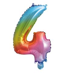 Numeral Foil Balloons - Rainbow Foil Balloon 95cm No. 4 - 95858