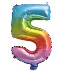 Numeral Foil Balloons - Rainbow Foil Balloon 95cm No. 5 - 95859